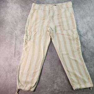 Sanctuary Anthropologie Striped Crop Cargo Pants‎ Beige Womens Size 32